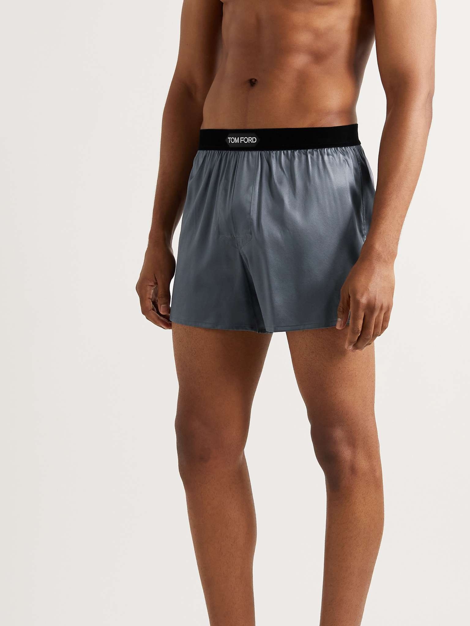 Velvet-Trimmed Stretch-Silk Satin Boxer Briefs - 2