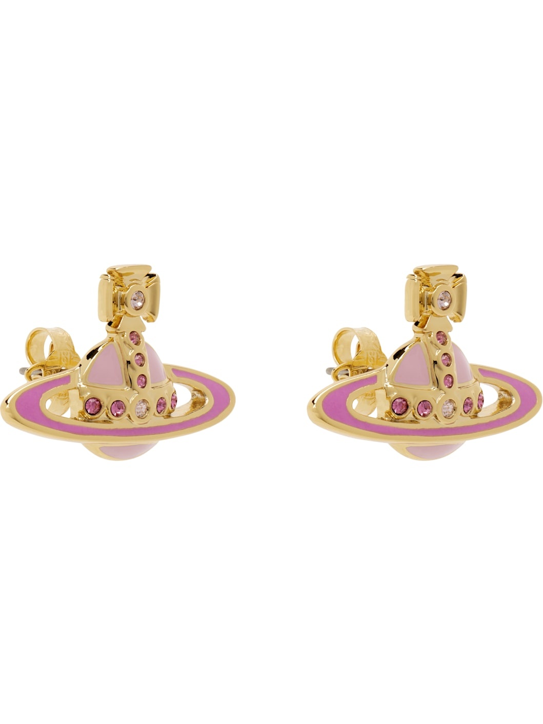 Gold & Pink Small Neo Bas Relief Earrings - 2