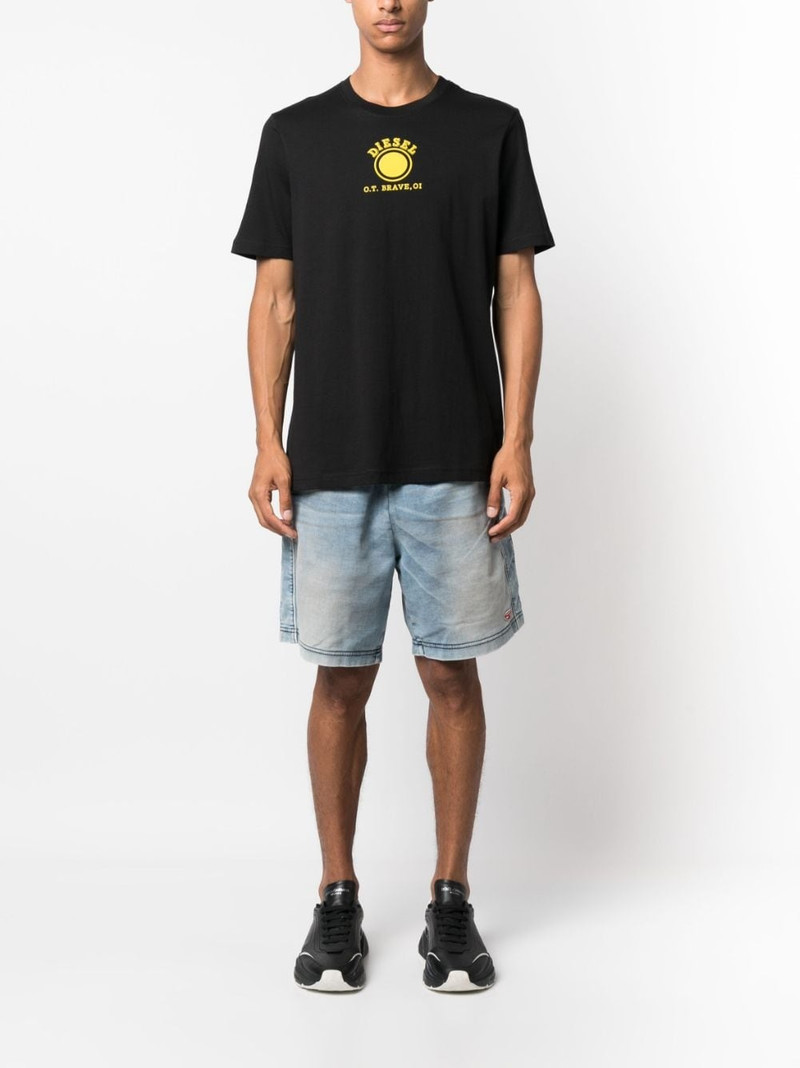 Diesel logo-patch denim shorts outlook
