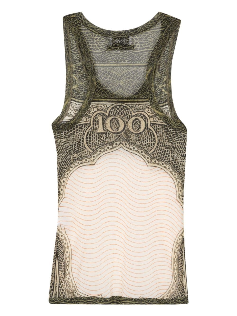 number-print mesh tank top - 2