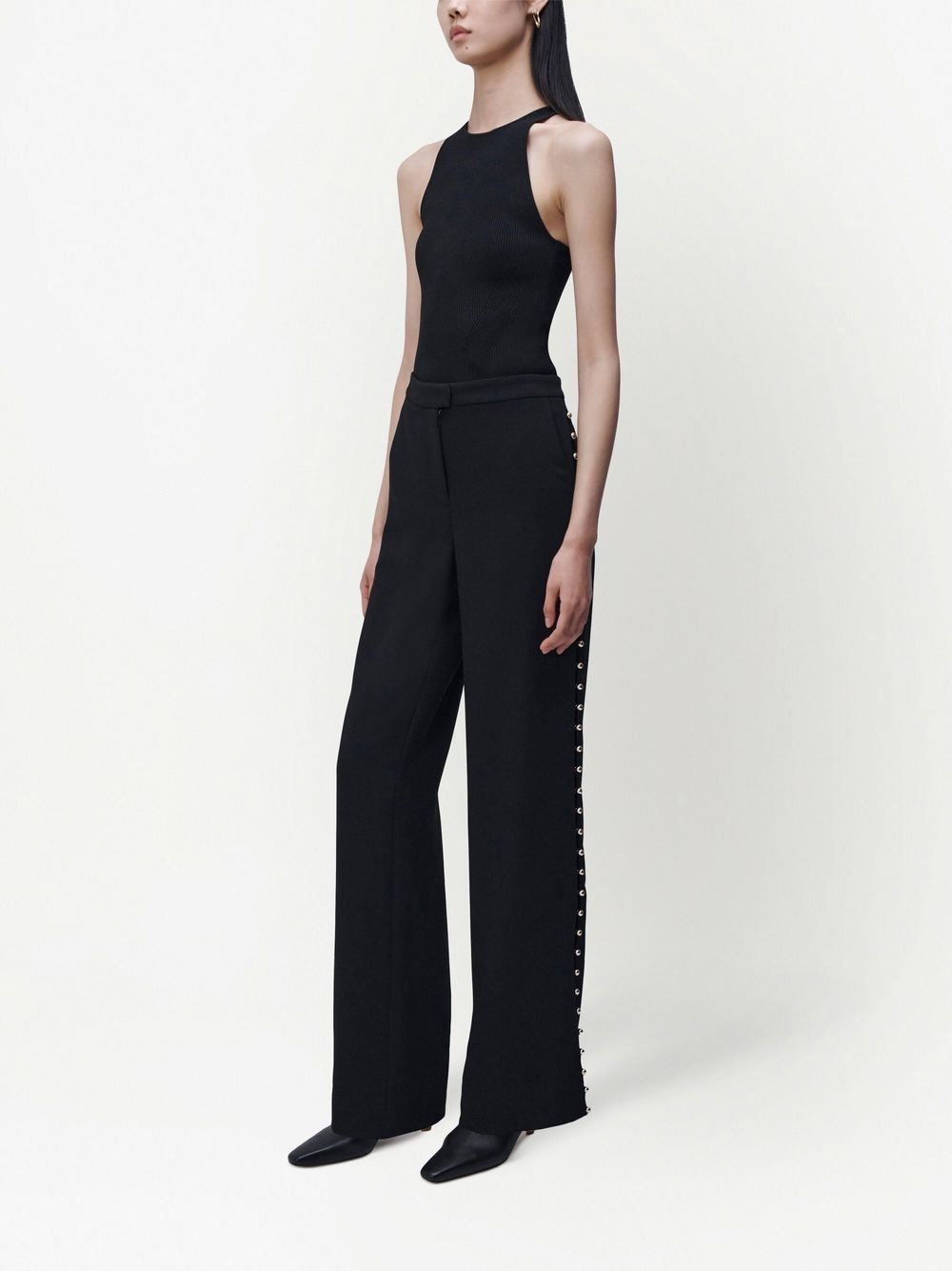 stud-detail wide-leg trousers - 3