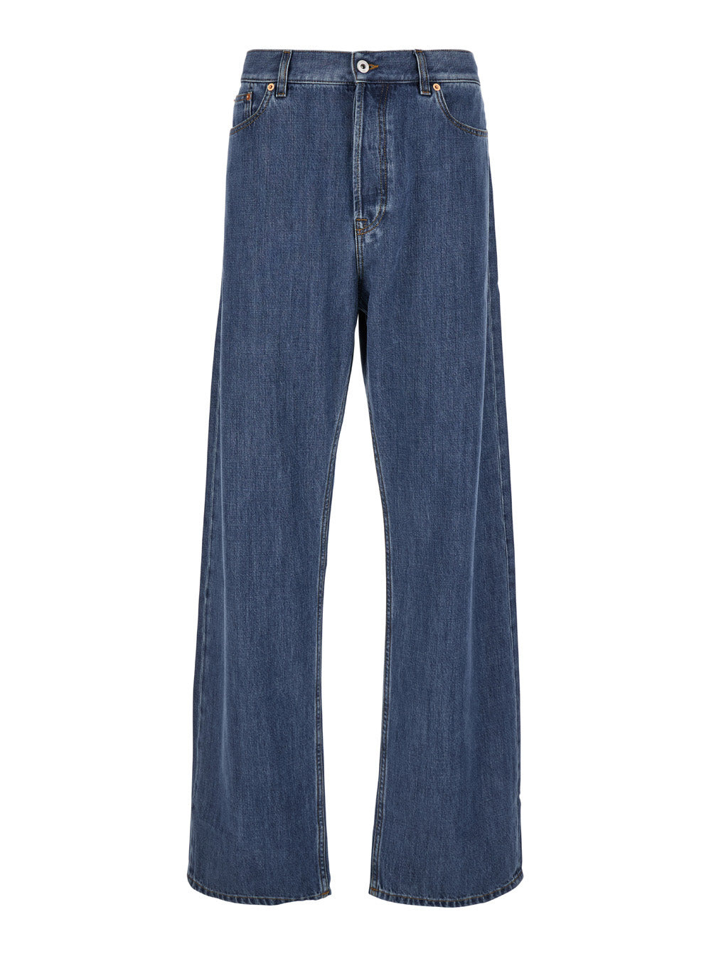 Valentino Men Blue Five-Pocket Wide Jeans In Denim Man - 1