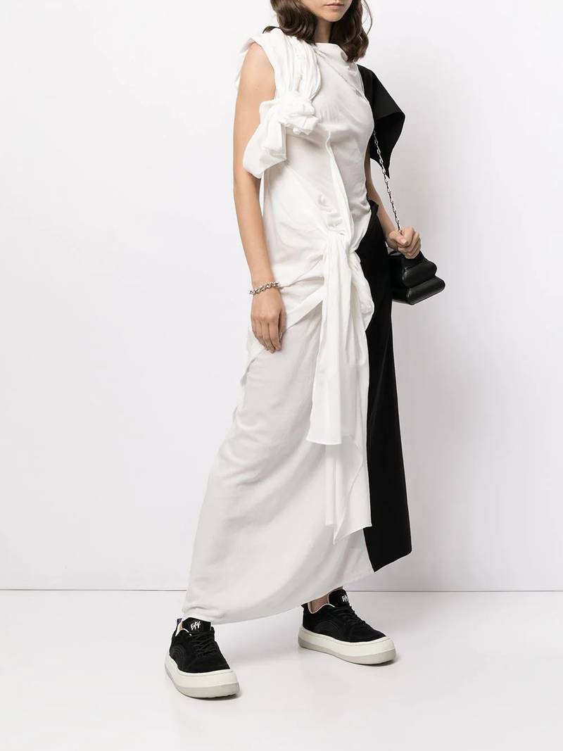 Yohji Yamamoto colour-block asymmetric dress outlook