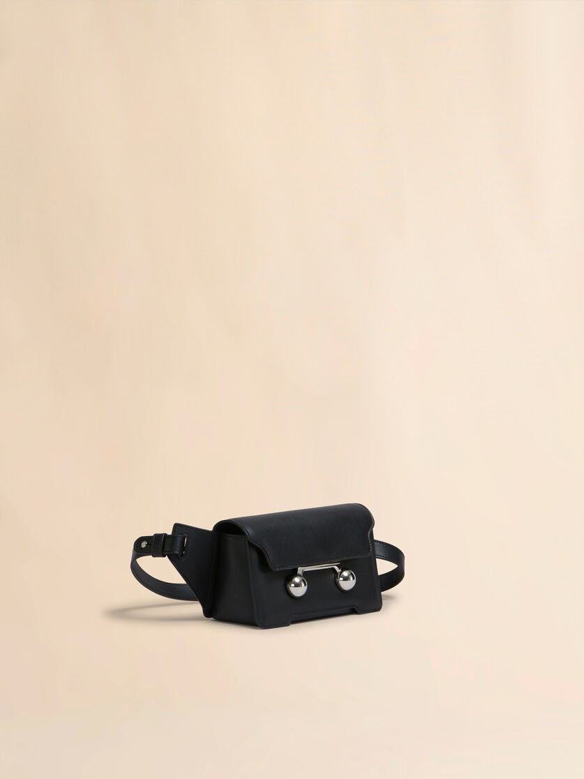 BLACK LEATHER TRUNKAROO CROSSBODY BAG - 5