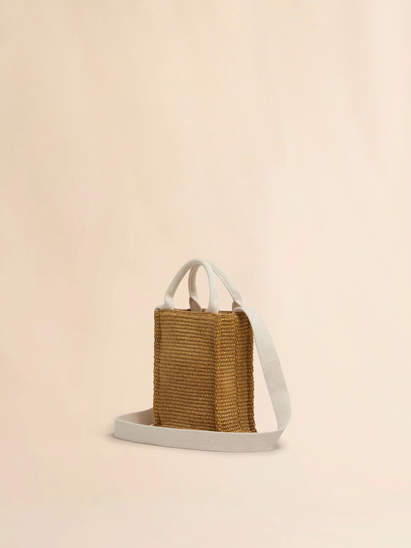 BROWN RAFFIA-EFFECT TOTE MINI BAG - 3