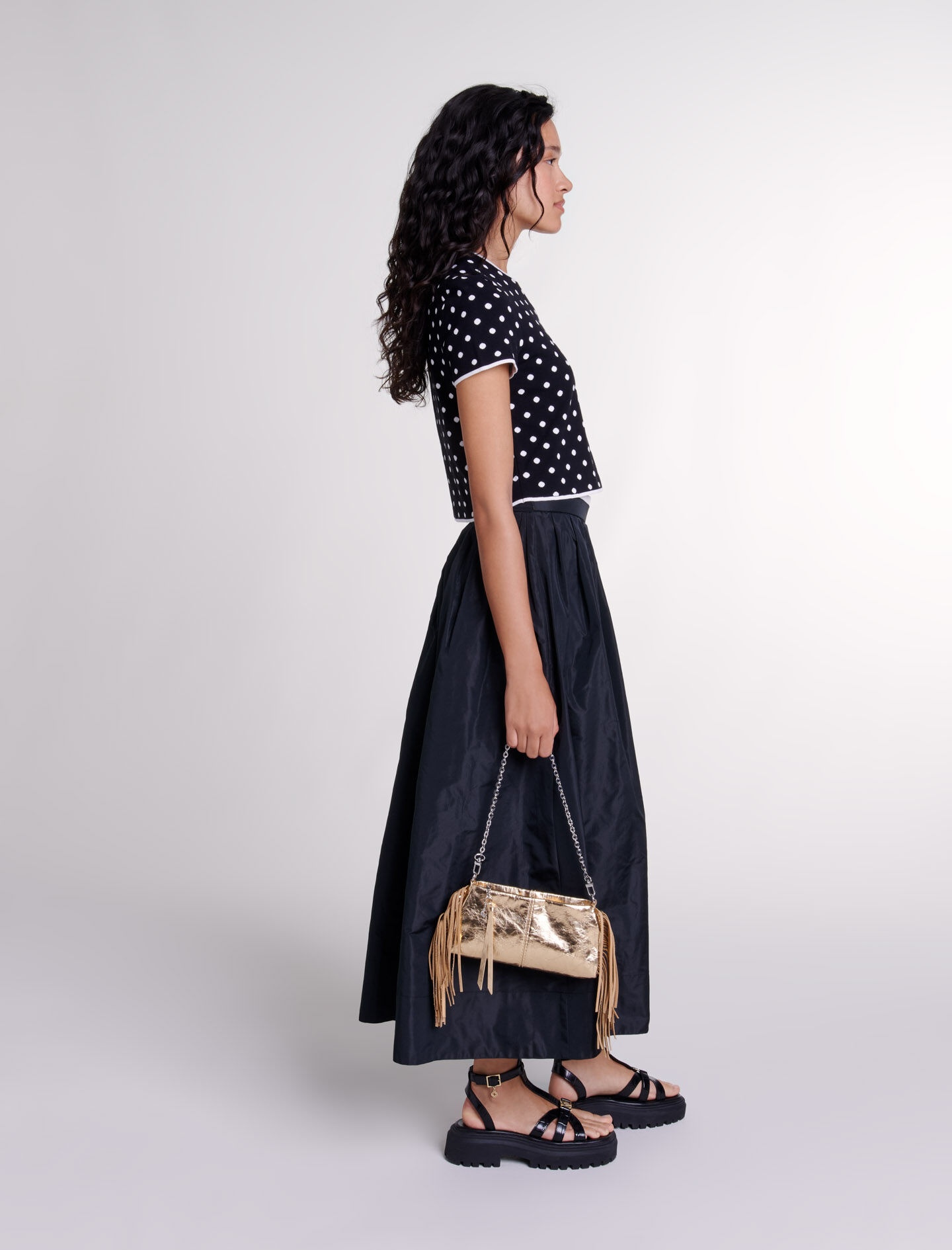 Long skirt with contrast waistband - 3
