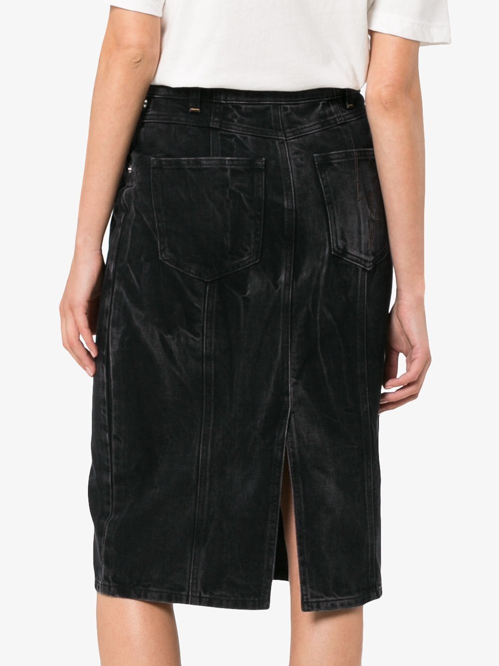 high waisted fitted denim skirt - 4