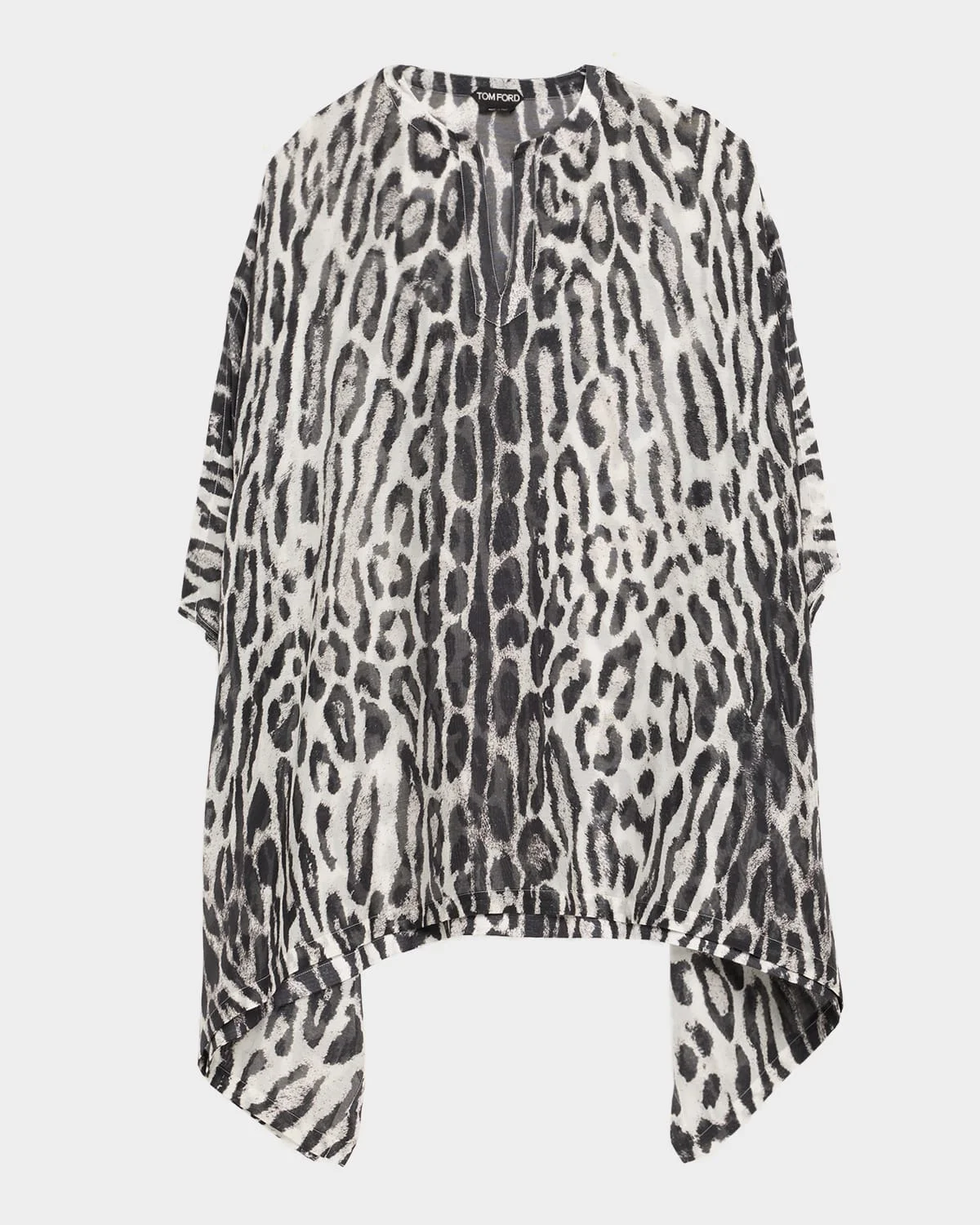 Ocelot-Print Cotton-Silk Mini Kaftan Dress - 1