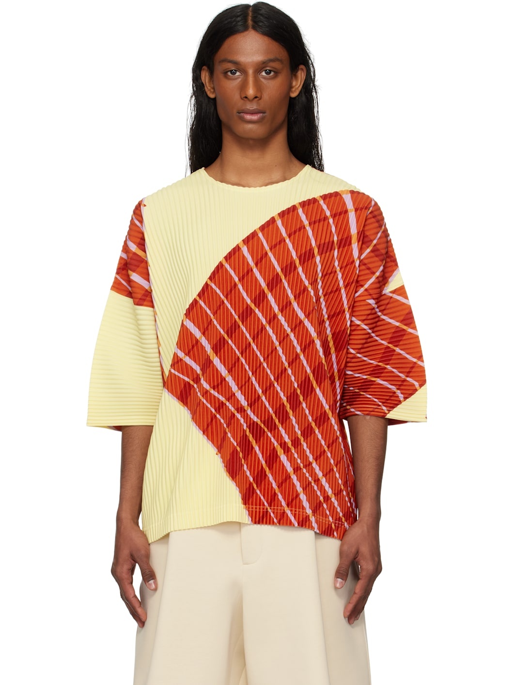 Yellow & Orange Windswept Plaid T-shirt - 1