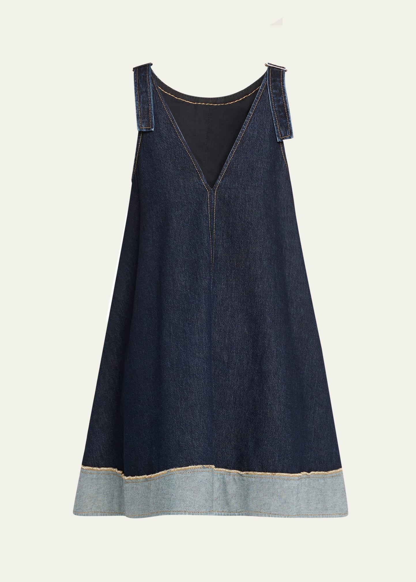 Trapeze Denim Contrast-Hem Mini Dress - 1