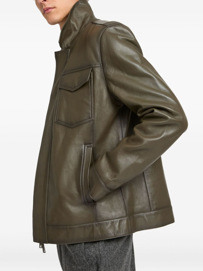 Pocket denim style leather jacket 4