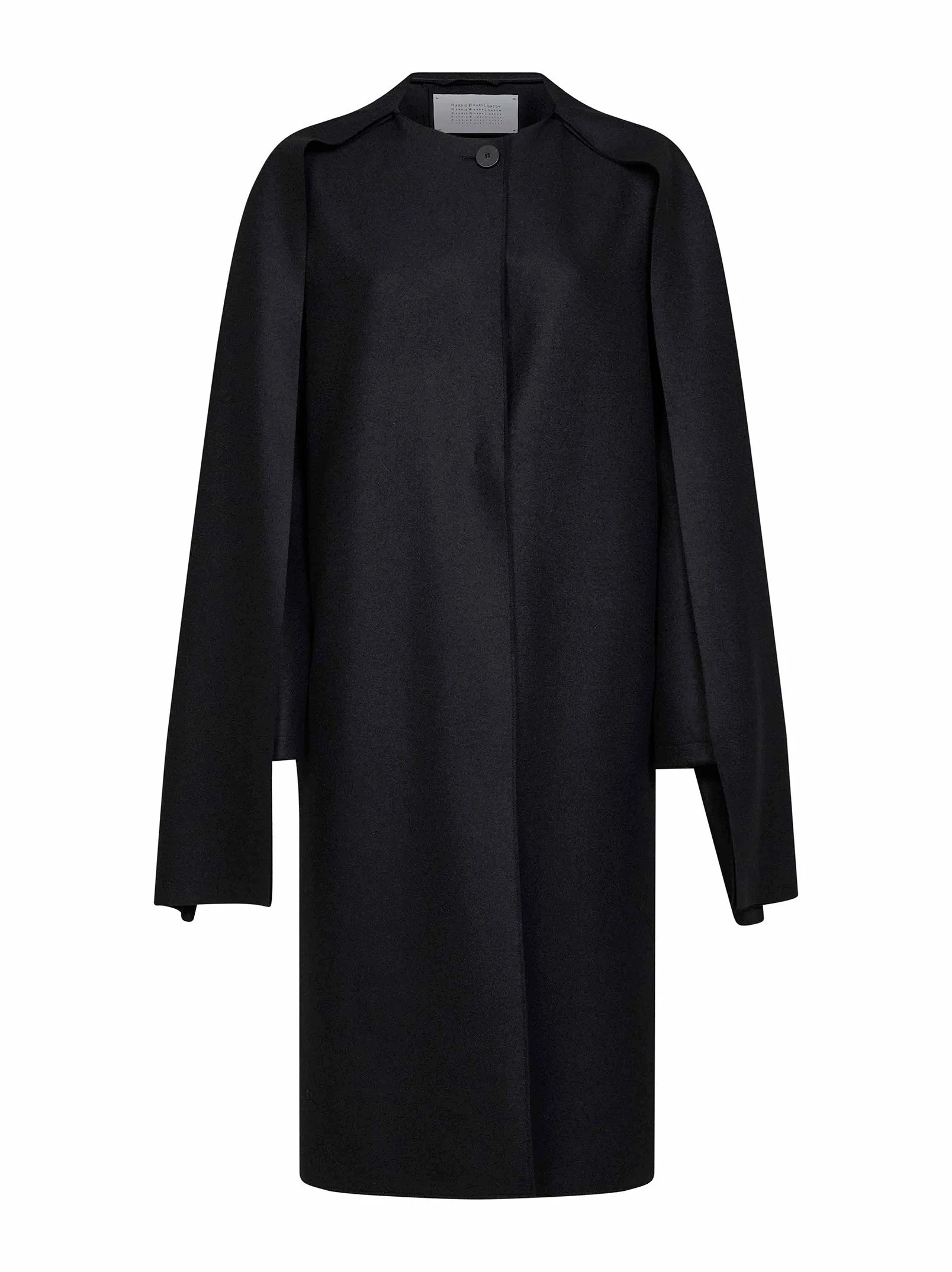 Black virgin wool long scarf coat - 1