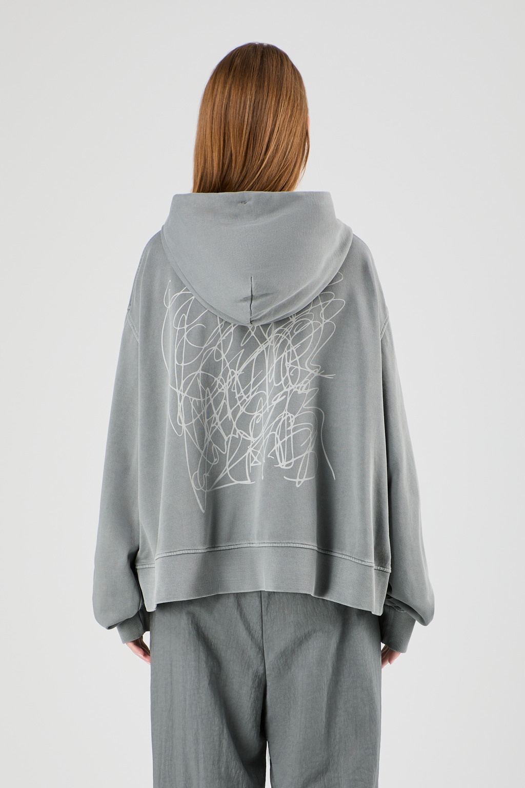 Gray Mineral Dye Boxy Hoodie - 3