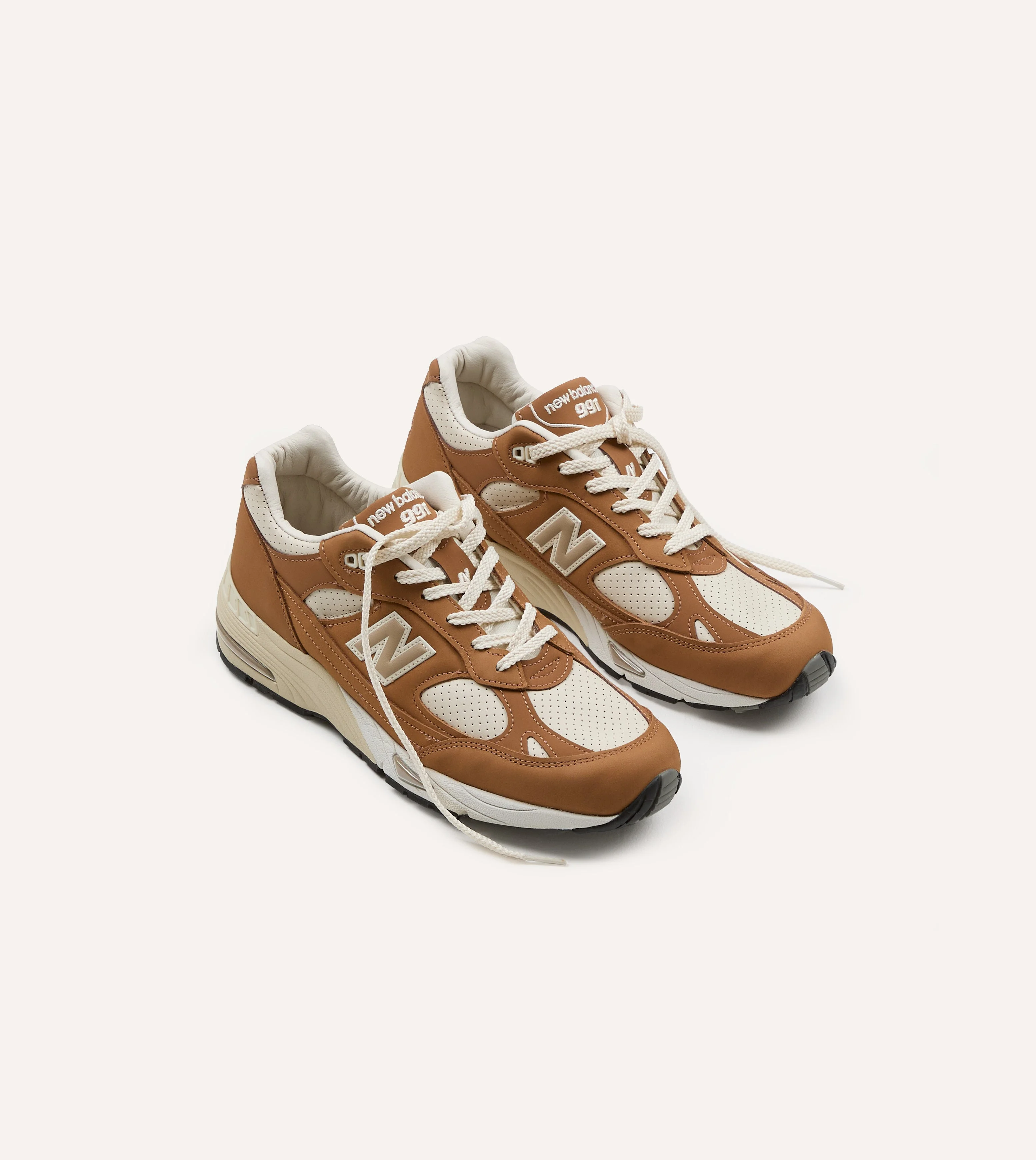 New Balance 'Luxe Nubuck' Chipmunk and Birch Made in UK 991v1 Trainers - 1