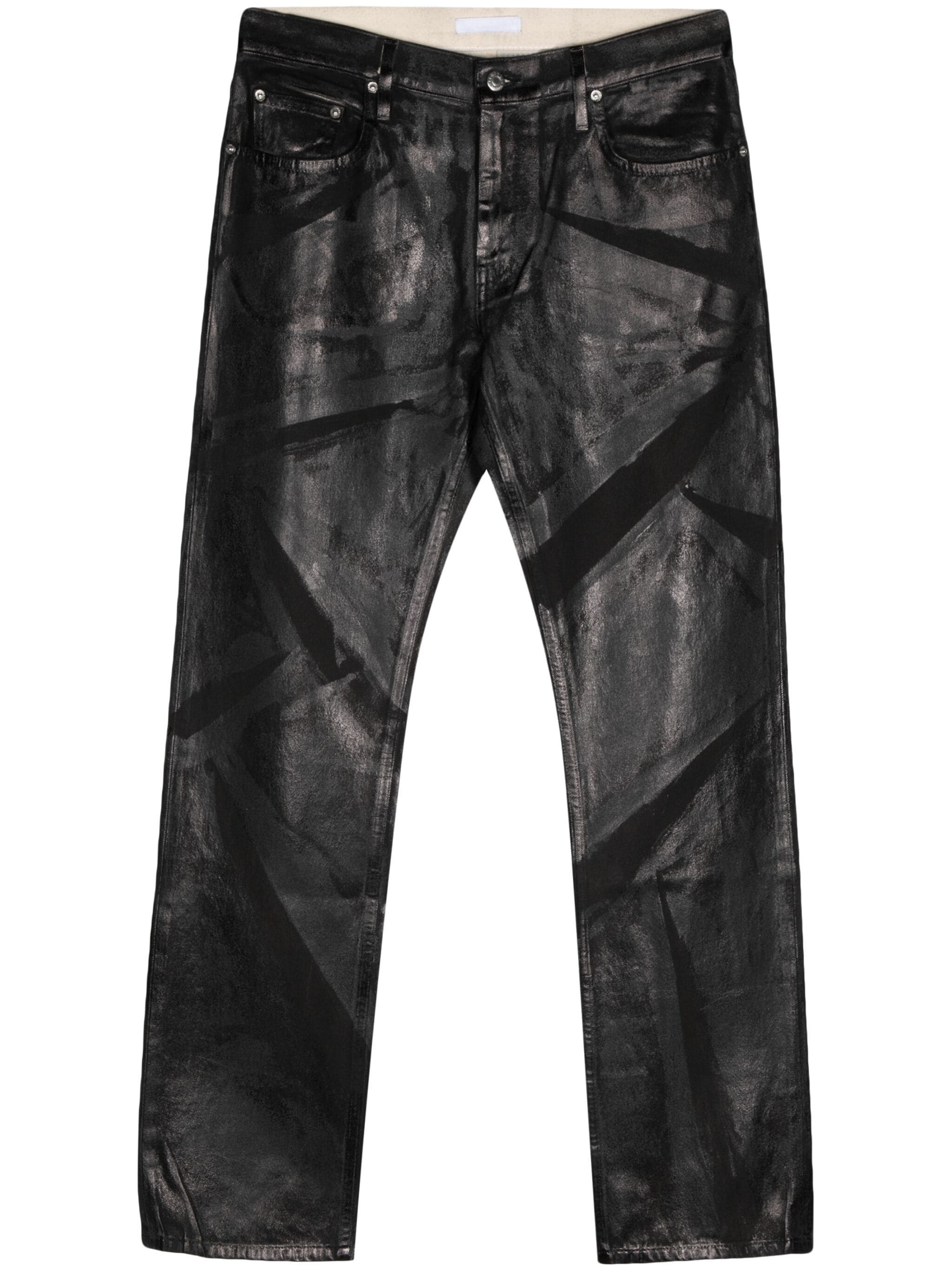 FOIL-PRINT LOW-RISE STRAIGHT-LEG JEANS - 1