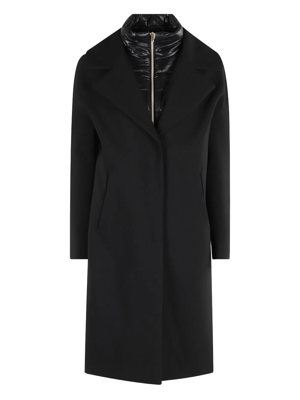 detachable-collar single-breasted wool coat - 1