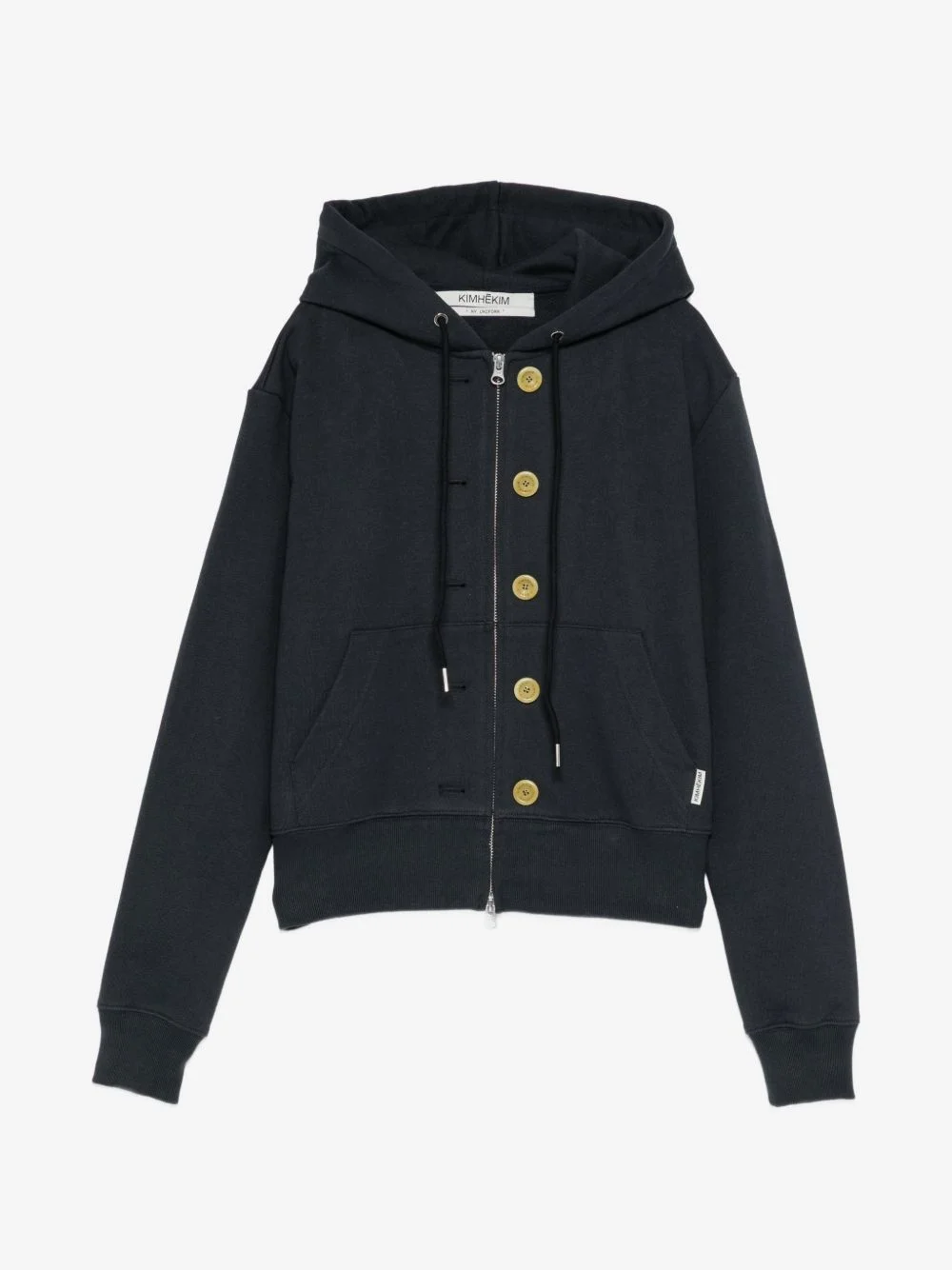 Ash-button zip-up hoodie - 1