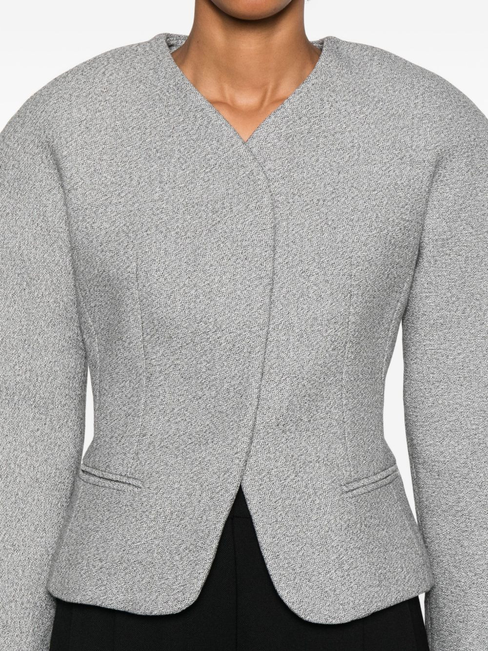 textured-fabric fitted jacket - 5