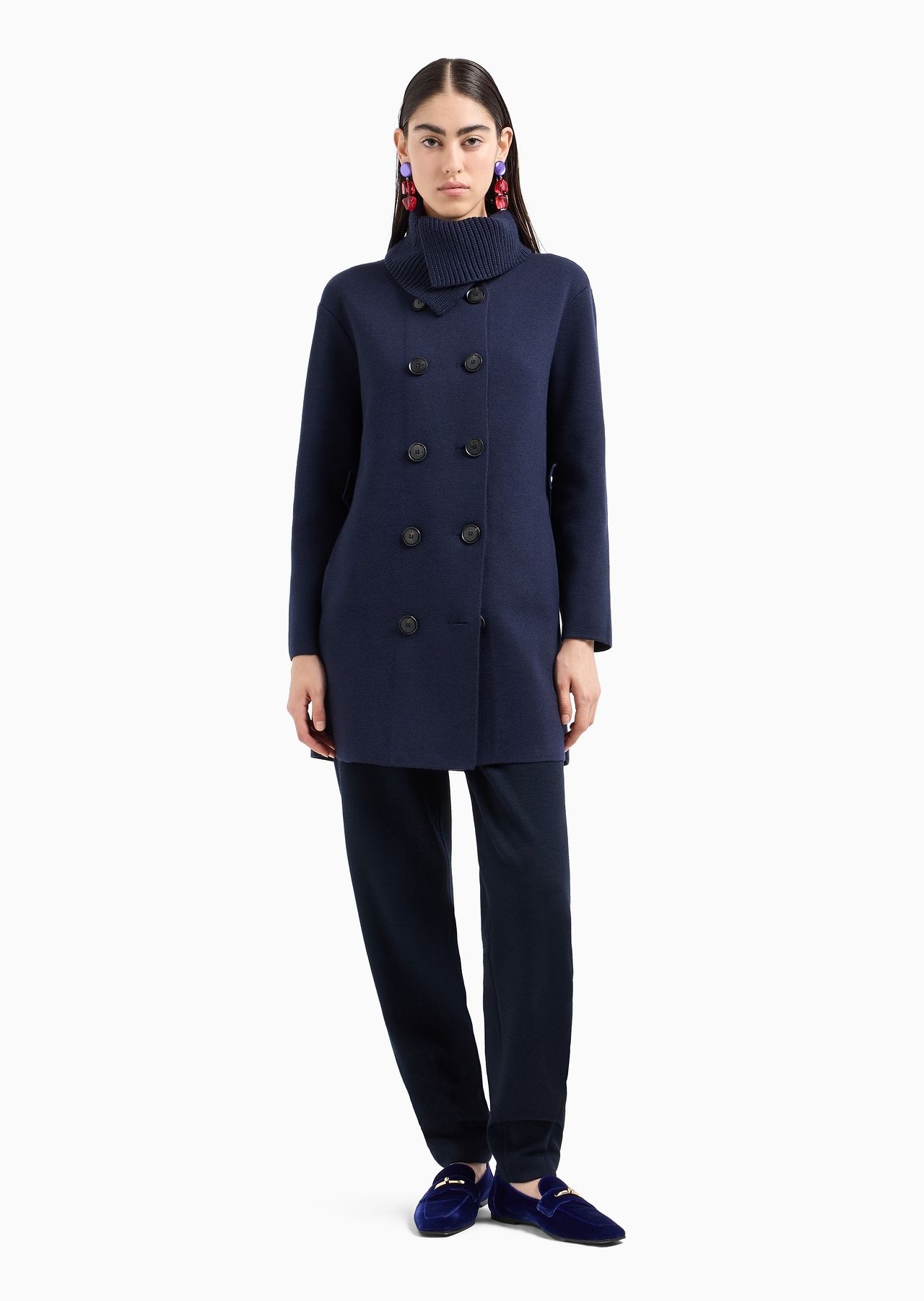 Double-breasted coat in a knitted virgin-wool blend - 2