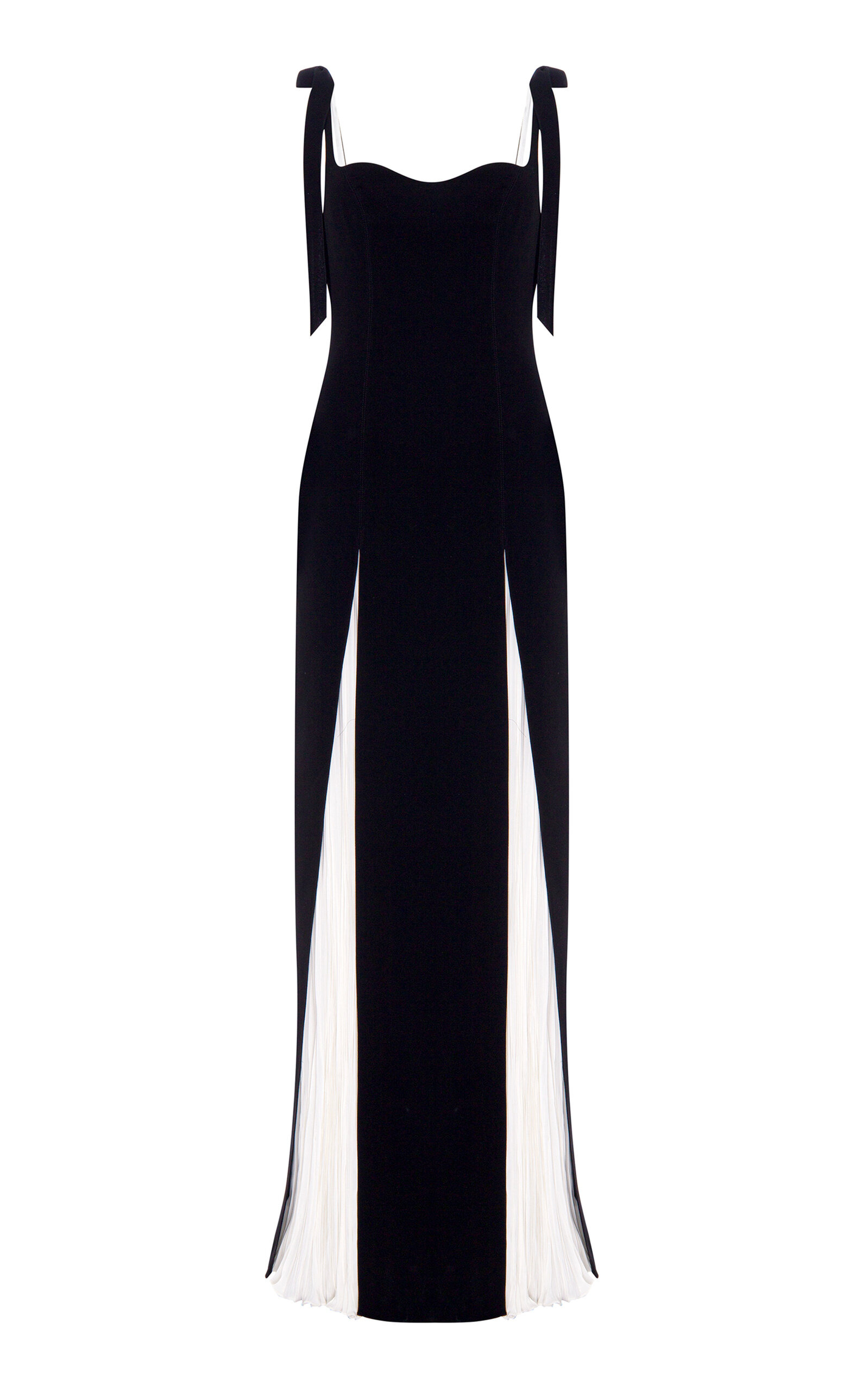 Slit-Detailed Silk Crepe-Chiffon Gown black - 1