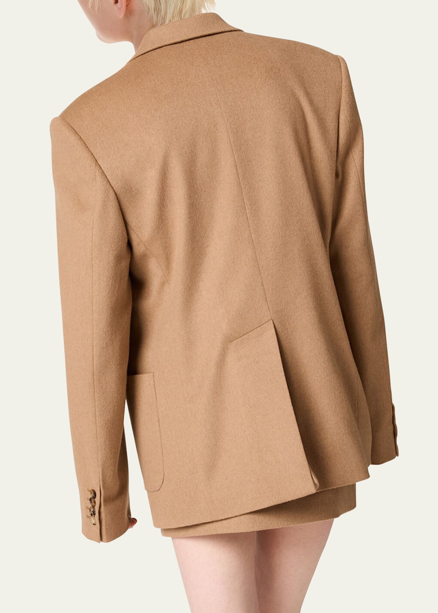 Logo Embroidered Camel Hair Jacket - 2