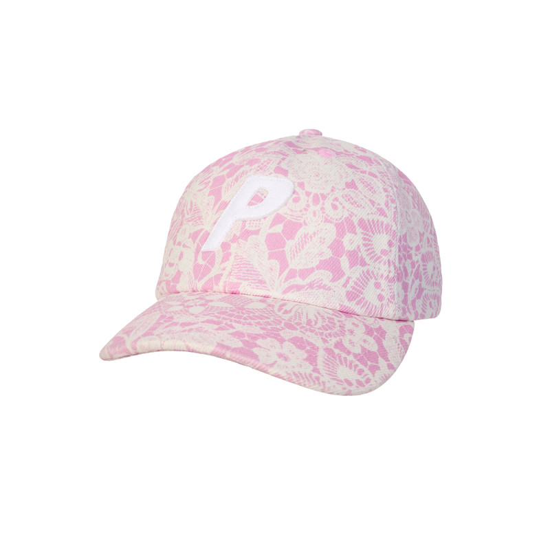 P 6-PANEL DENIM LACE PRINT PINK 1