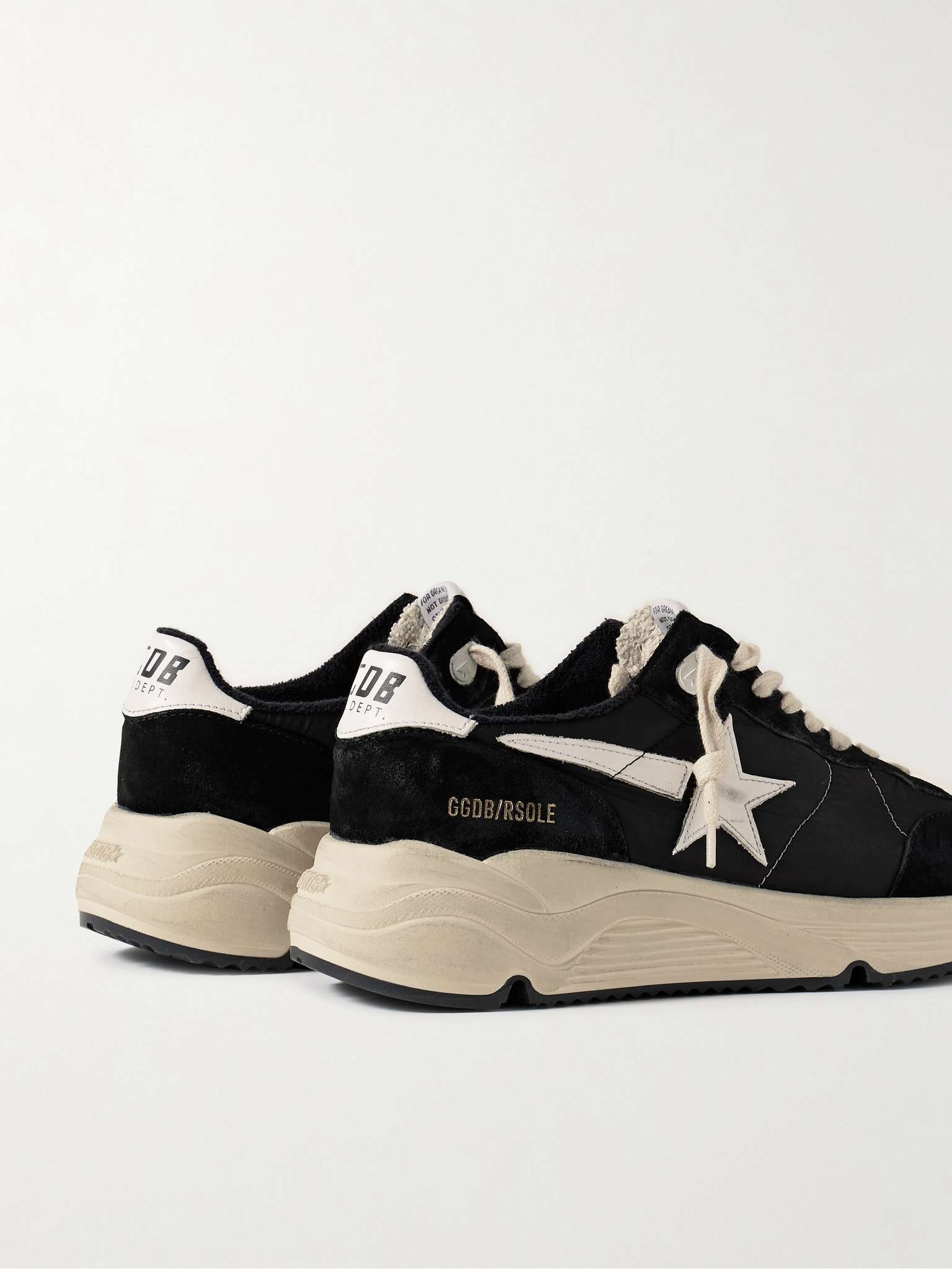 Running Sole Distressed Leather, Shell and Suede Sneakers - 5