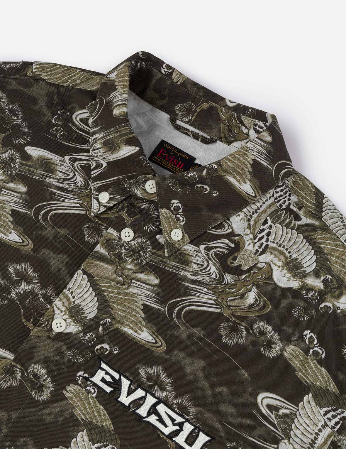 Allover Crane Print Relax Fit Shirt - 4