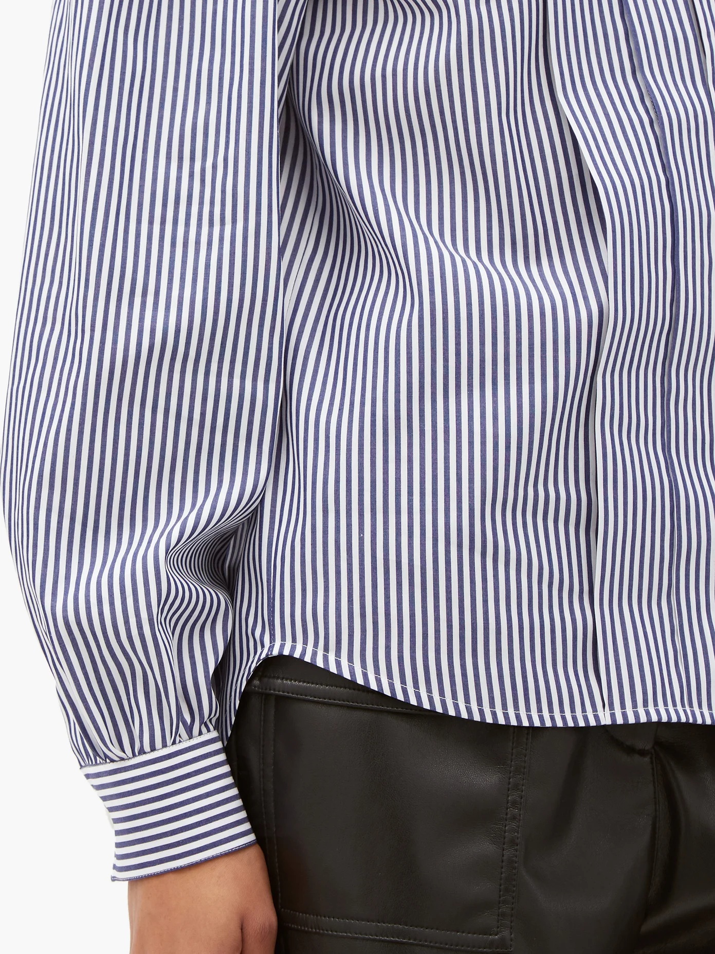 Pinstriped cotton-poplin blouse - 4