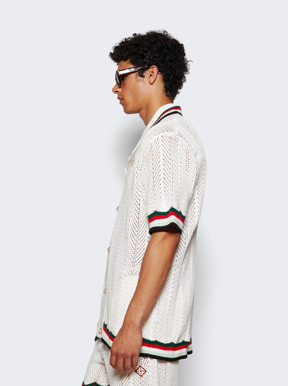 Sporty Faux Crochet Shirt White - 3