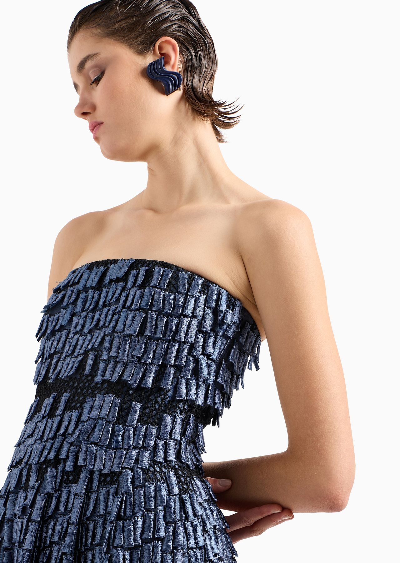 Long bustier dress in a viscose blend with fringe-effect embroidery - 6