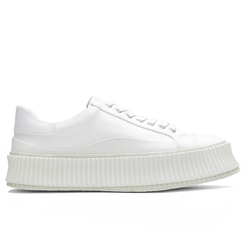 JIL SANDER RECYCLED CANVAS SNEAKERS - LIGHT IVORY - 1