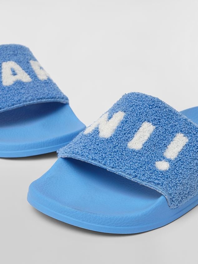 RUBBER SANDAL WITH BLUE AND WHITE TERRY CLOTH UPPER - 5