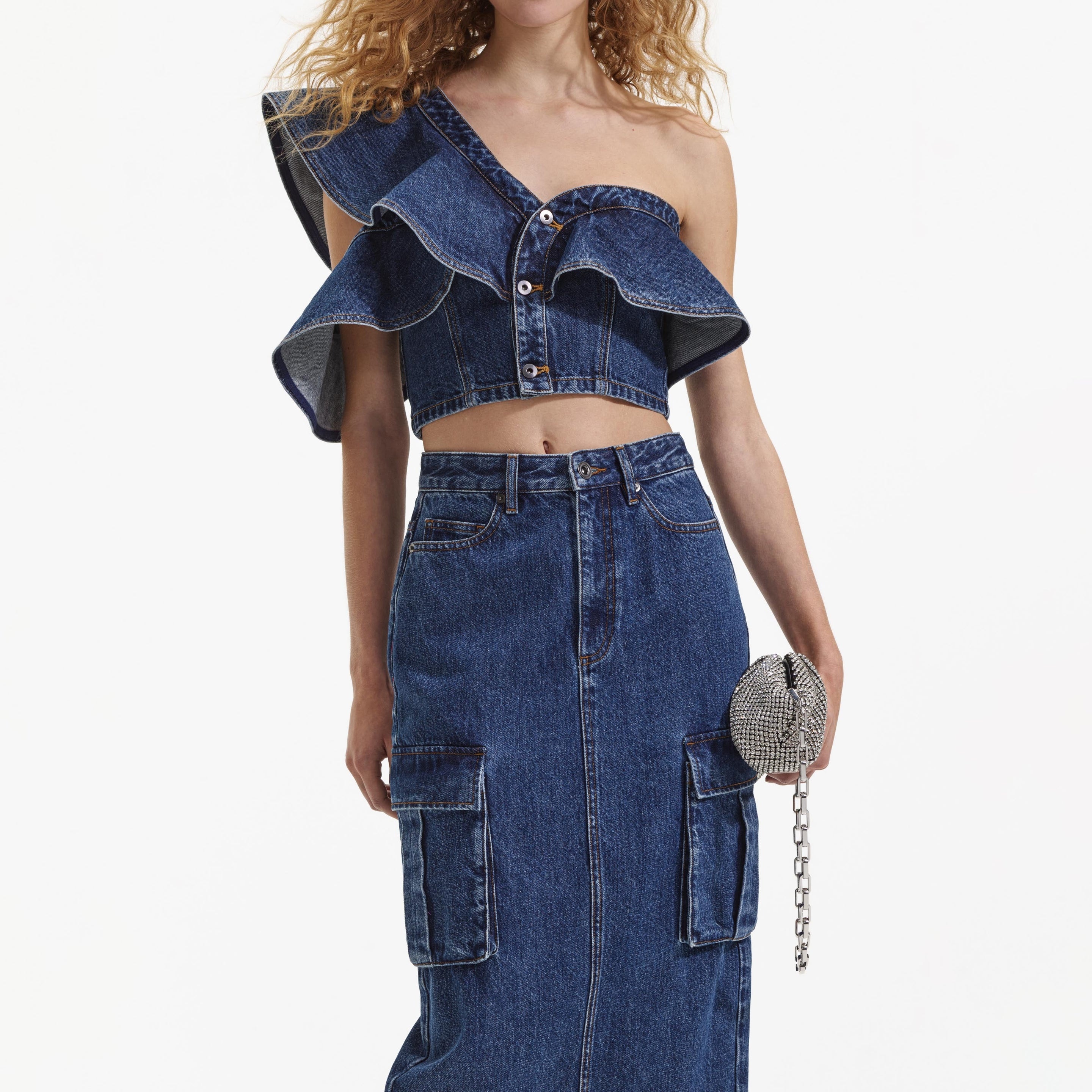 Denim Cargo Midi Skirt - 5