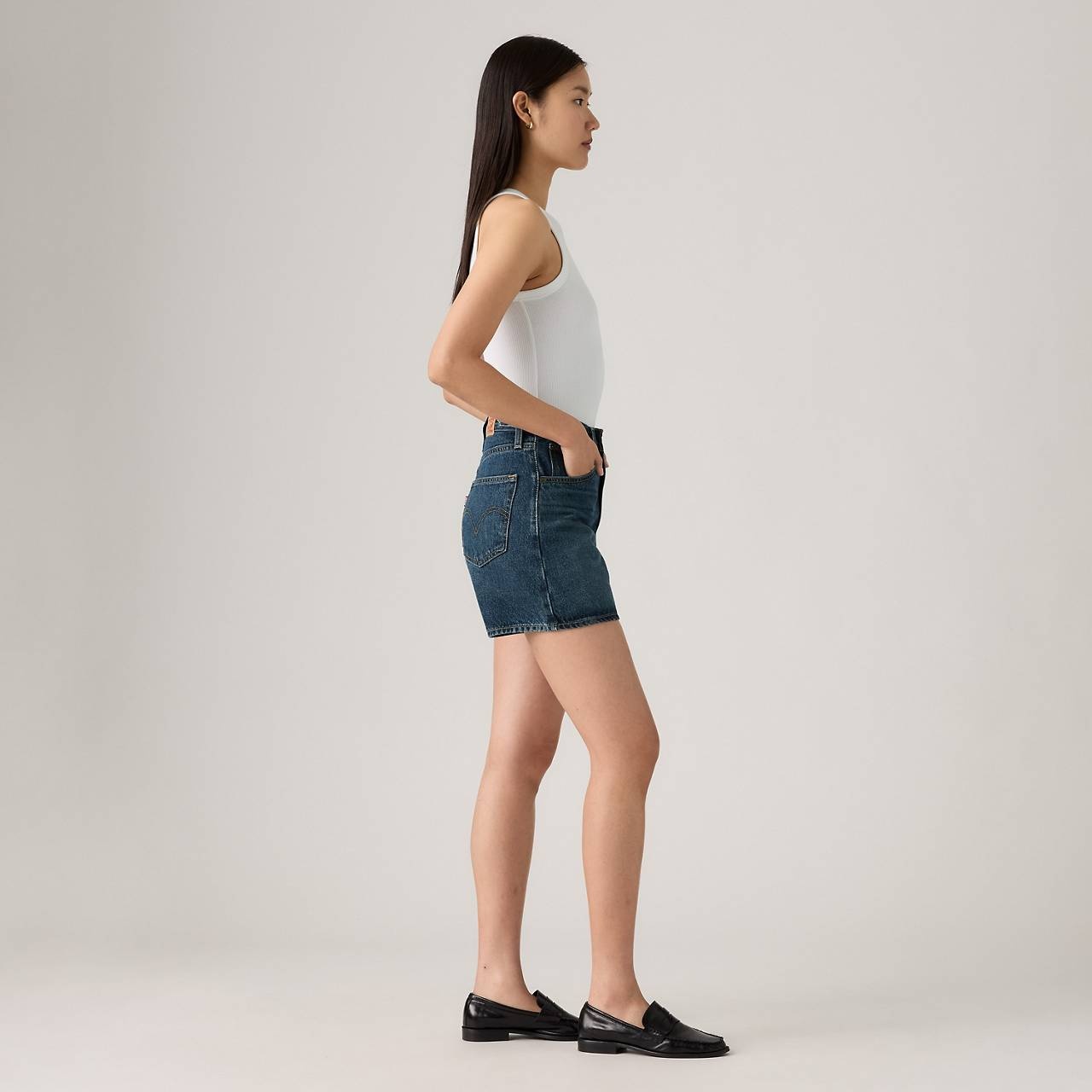 HIGH RISE CINCH MID-THIGH WOMEN'S SHORTS - 4