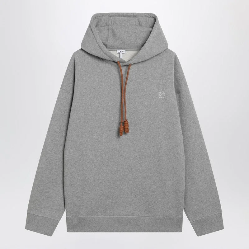 Loewe Gray Sweatshirt With Leather Flamenco Drawstring Men - 1