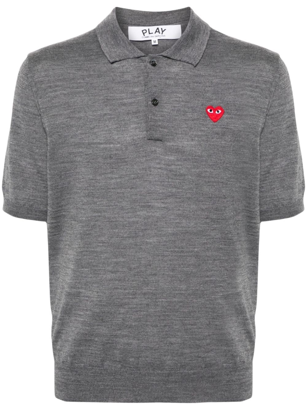 heart-patch wool polo shirt - 1