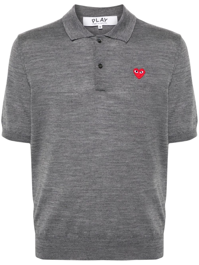 heart-patch wool polo shirt 1