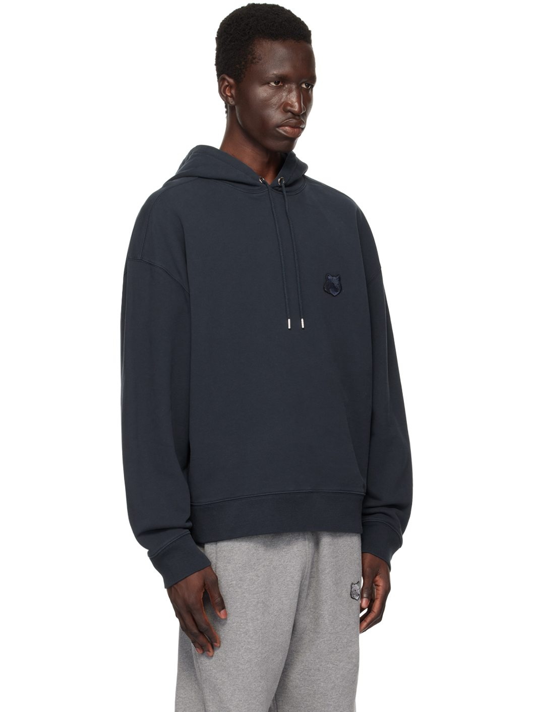 Navy Bold Fox Head Hoodie - 2