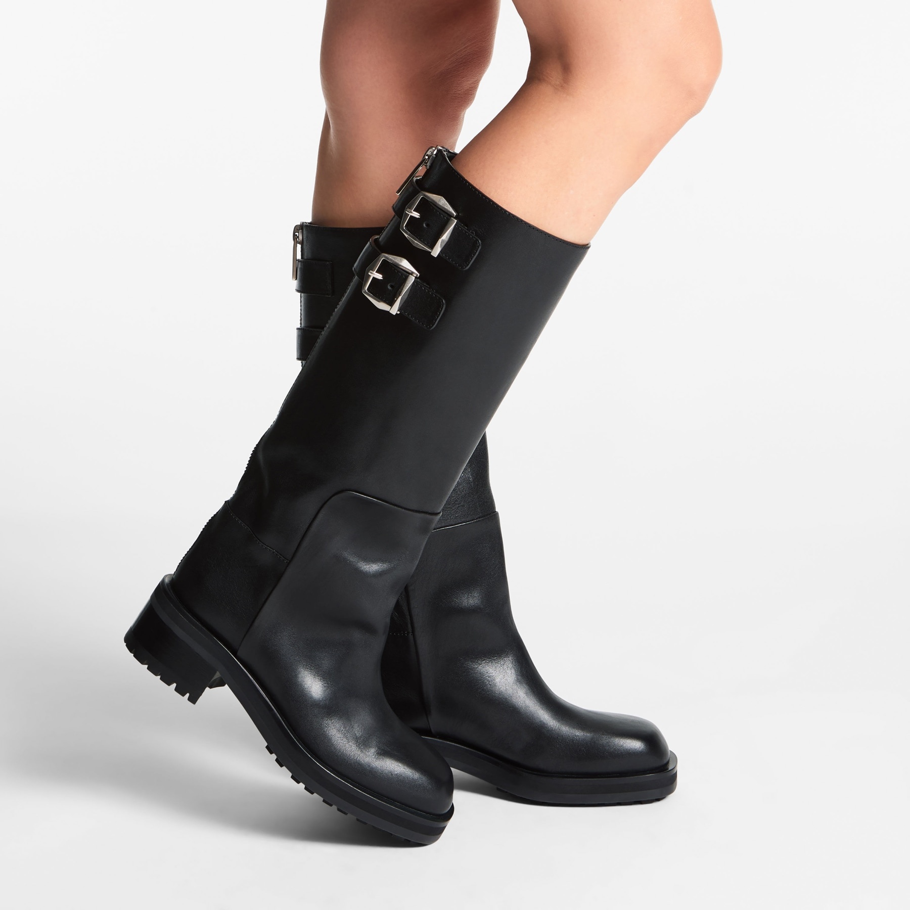 JIMMY CHOO Brooklyn Knee Boot 50 起毛レザー ニーハイブーツ Brooklyn Knee Boot 50 | Black Leather Knee-High Boots