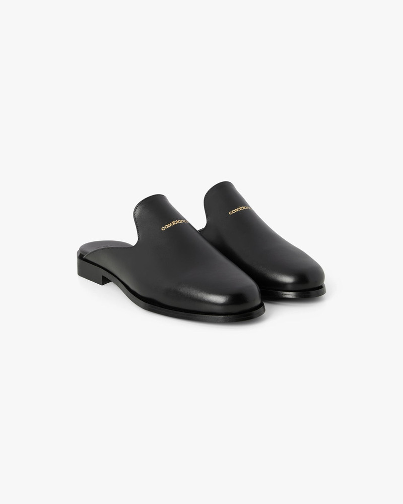 Black Leather Loafer Mule 3
