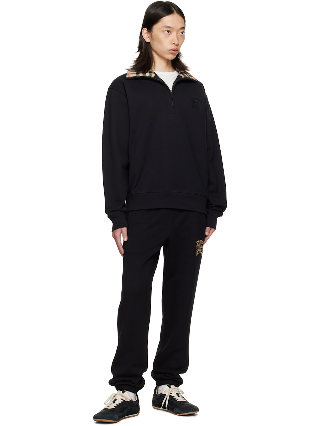 Black EKD Check Cotton Jogging Sweatpants - 4