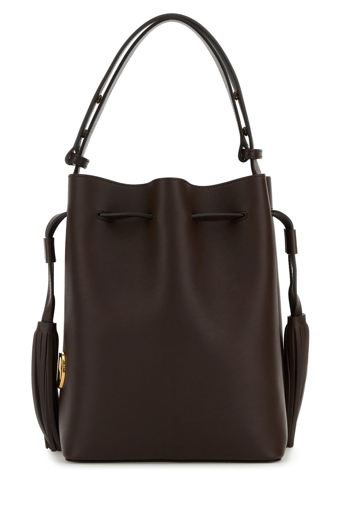 Chocolate leather VLogo Signature bucket bag - 3