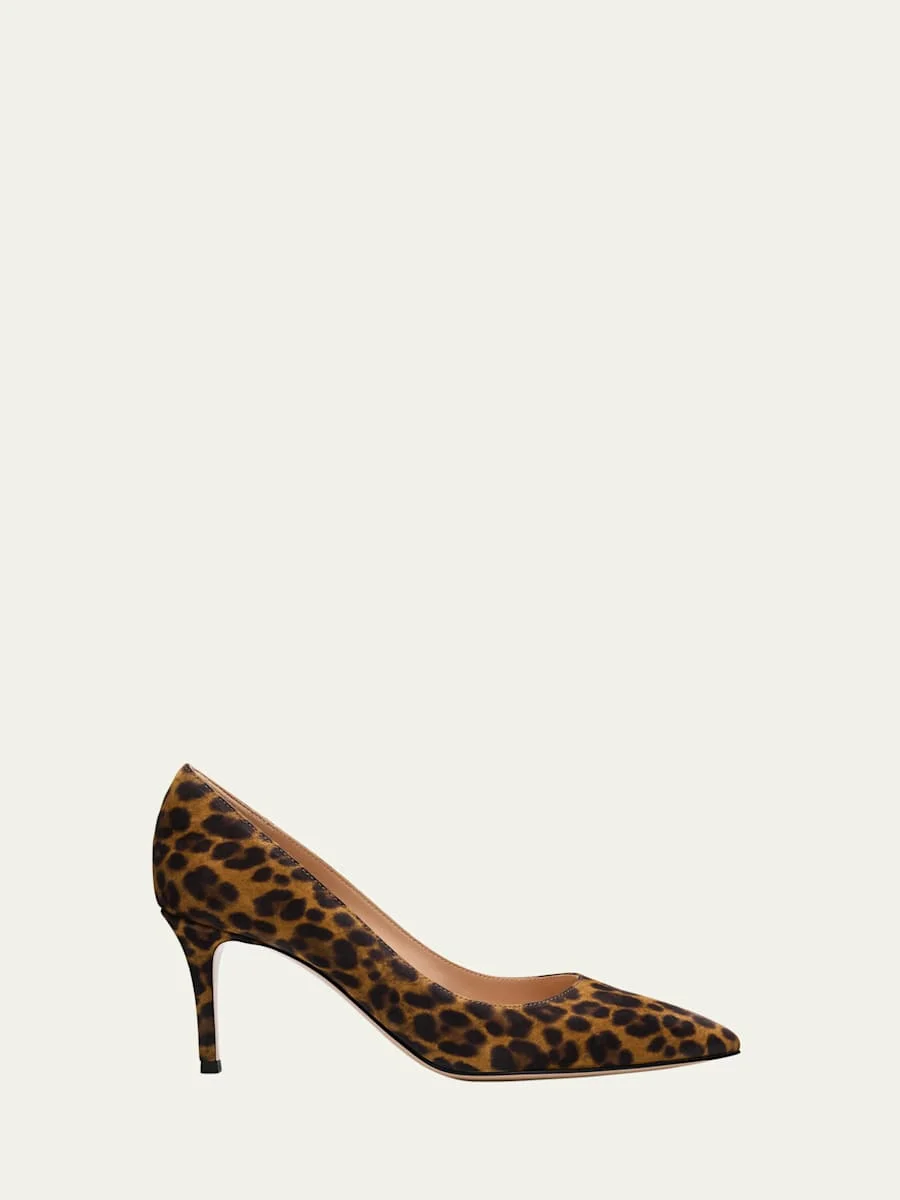 Gianvito Leopard-Print Suede Pumps - 1
