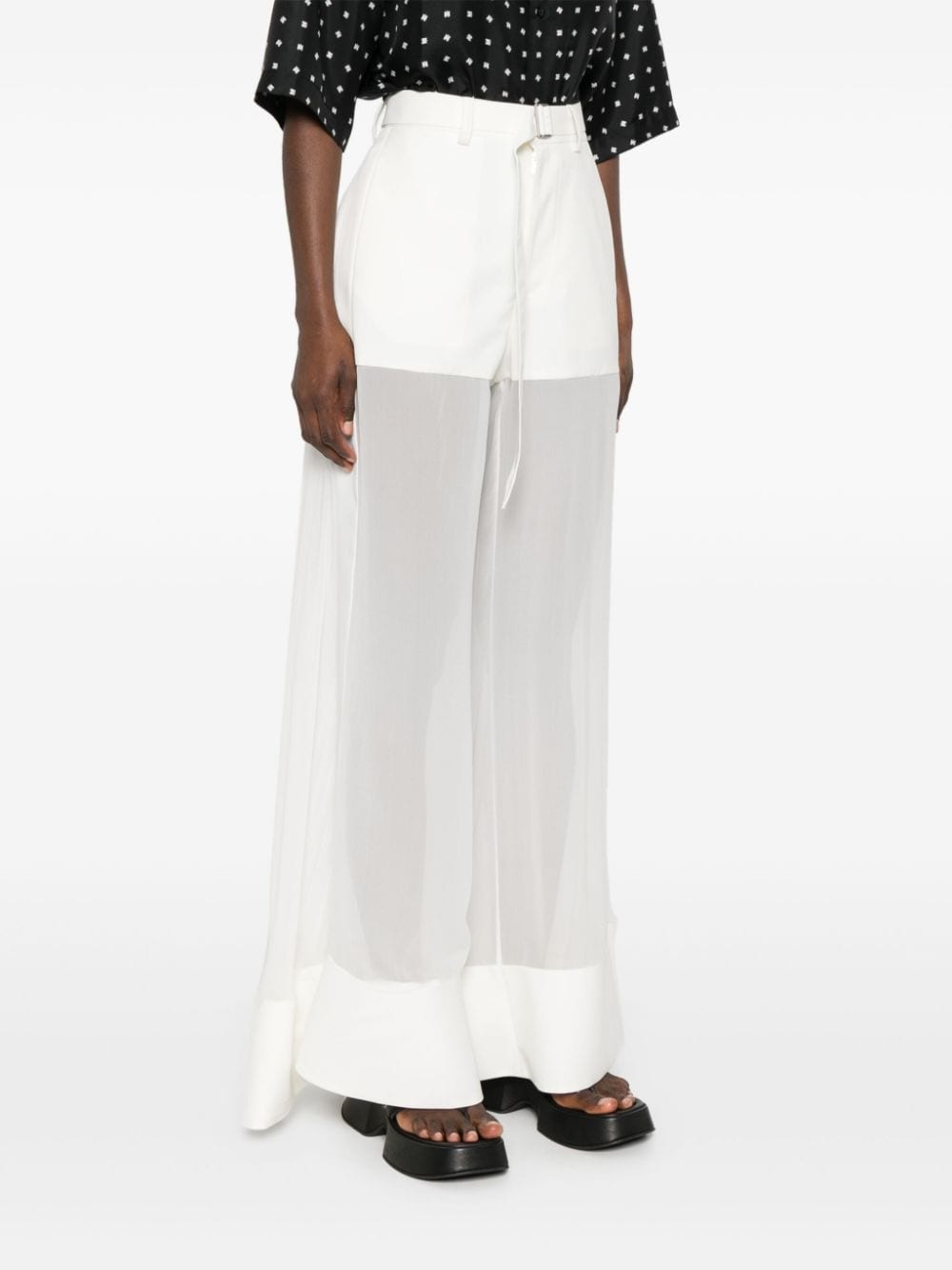 semi-sheer panels palazzo pants - 4