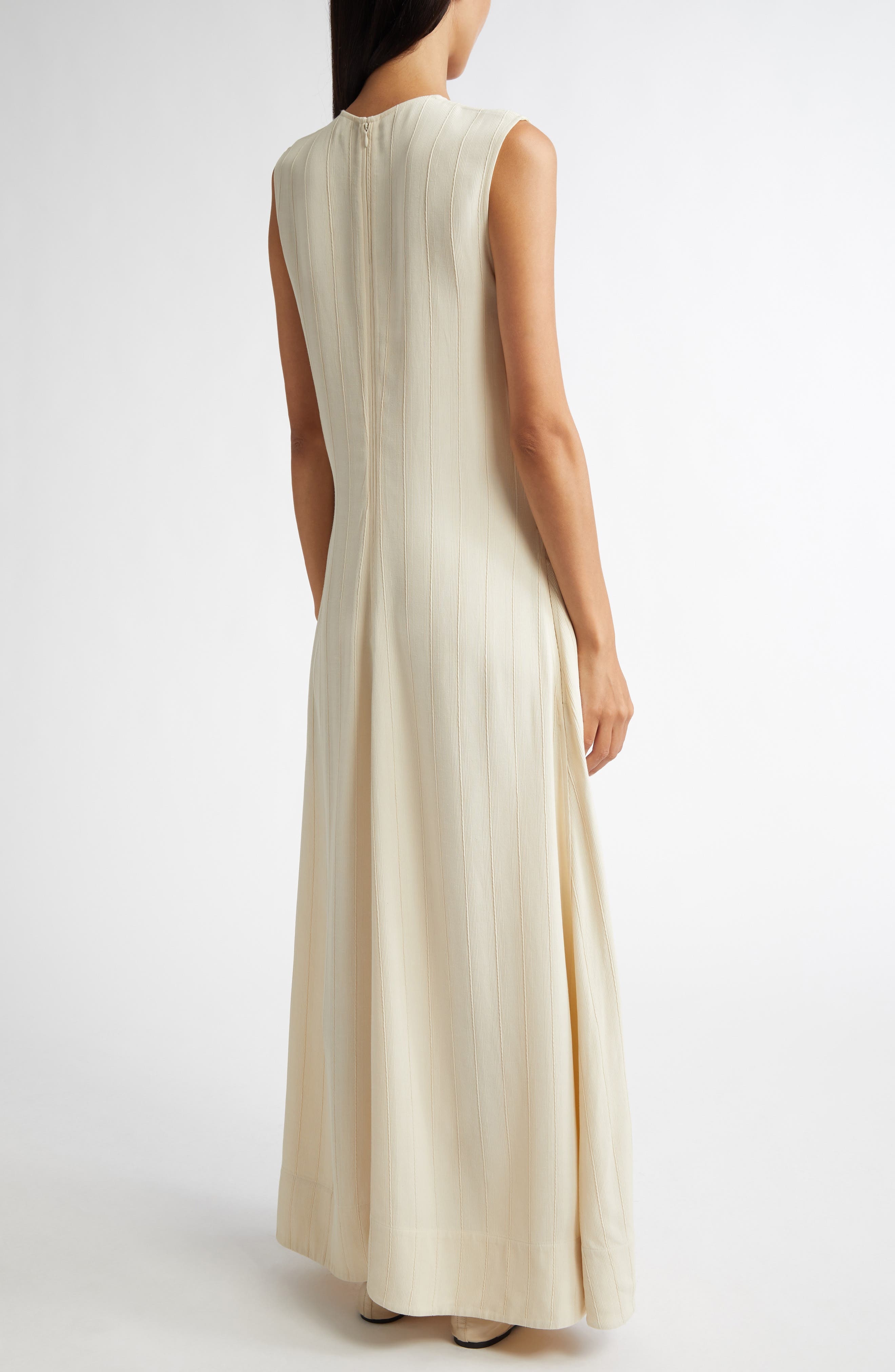 TOTEME Woven Stripe Sleeveless A-Line Dress in Ecru at Nordstrom - 2