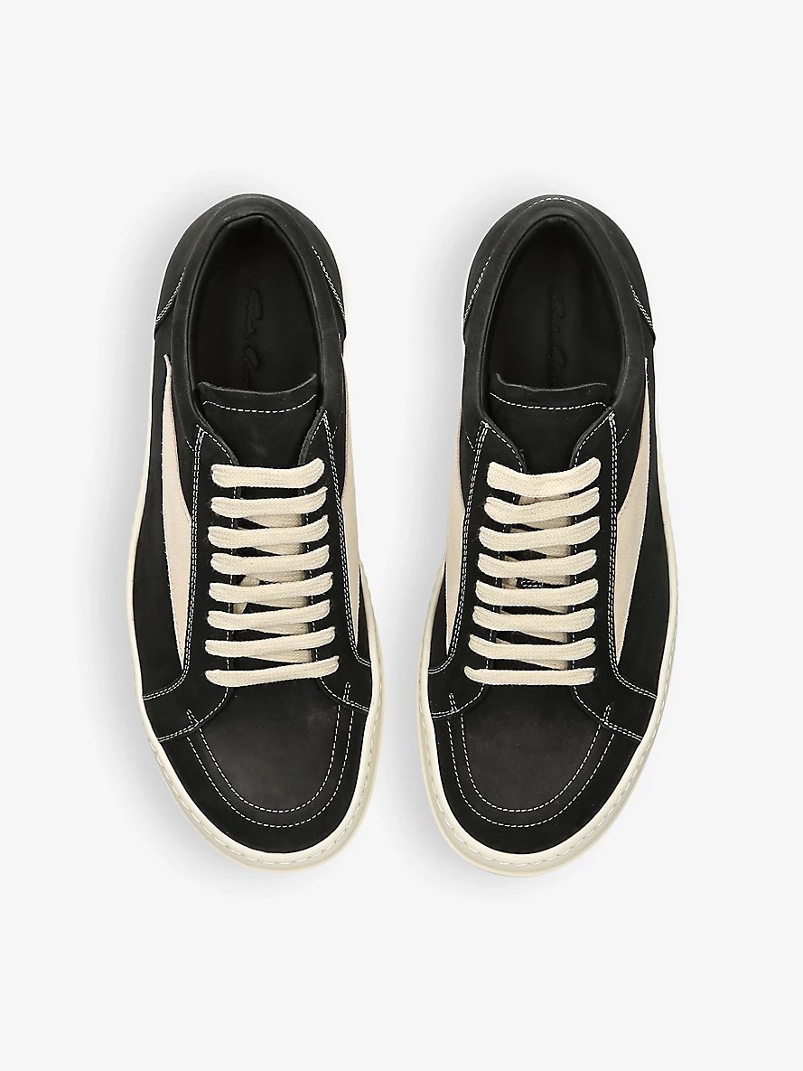 Vintage contrast-stitch suede low-top trainers - 2