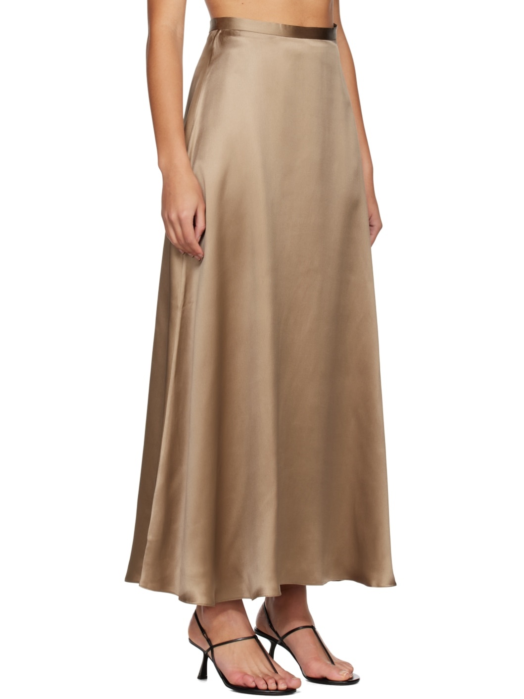 Brown Fluid Midi Skirt - 2