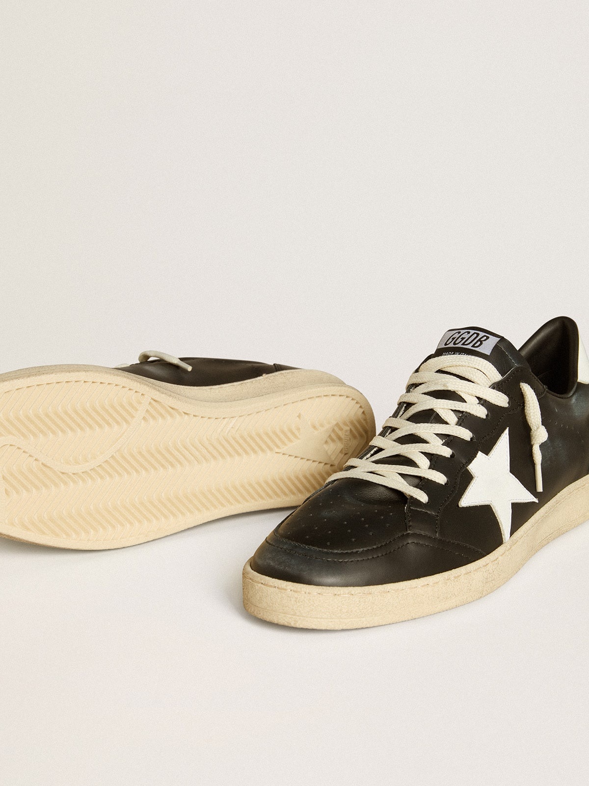 Men's Ball Star in black nappa with white leather star and heel tab - 3