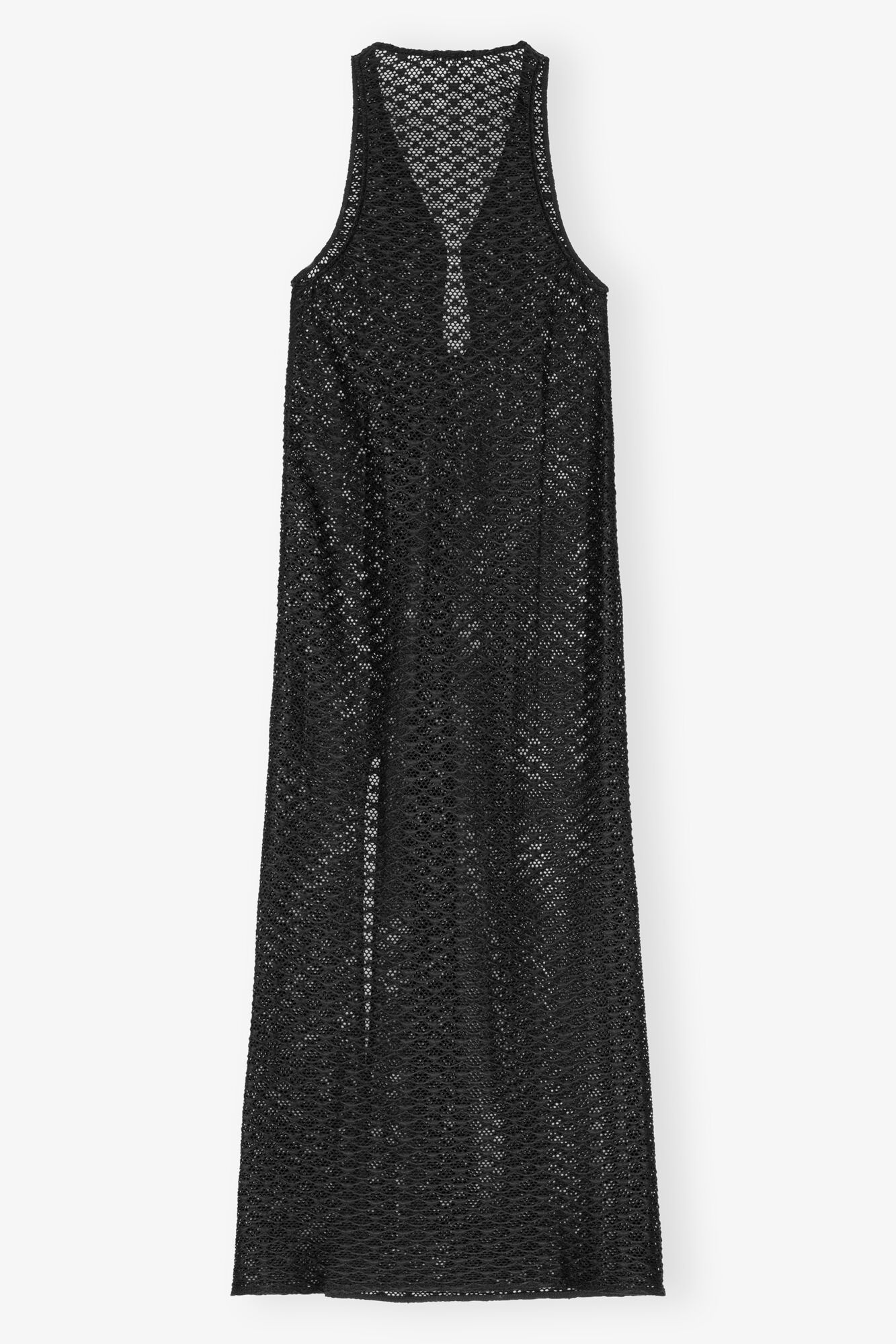 BLACK MESH LACE LONG DRESS - 6